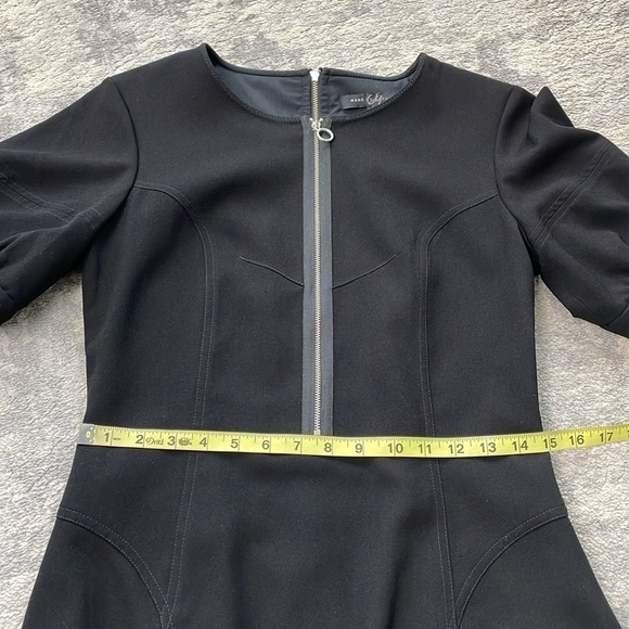 Marc by Marc Jacobs Irving Crepe Zip Front Mini Dress Black Puff Sleeve Sz 6 - Picture 10 of 15